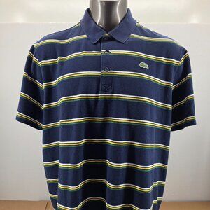 Lacoste Sport Polo Shirt Mens 4XL FR 9 Blue Shirt Striped Short Sleeve Preppy